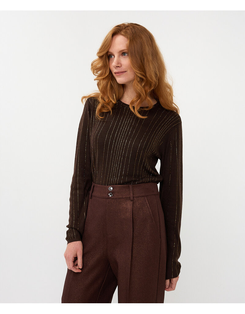 SWEATER BROWN w/CRYSTAL ACCENTS