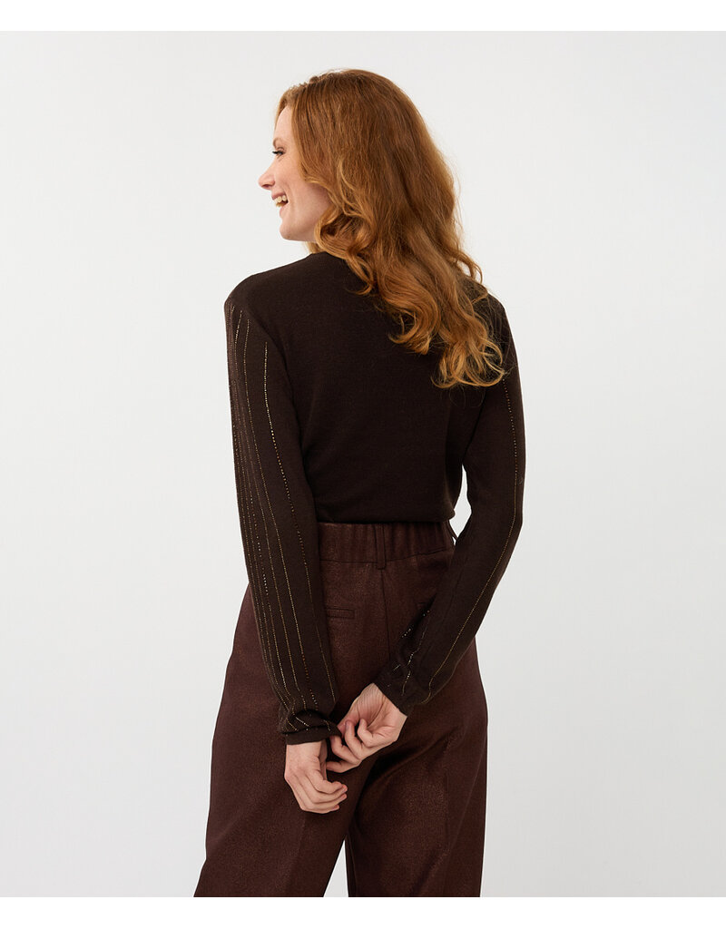 SWEATER BROWN w/CRYSTAL ACCENTS