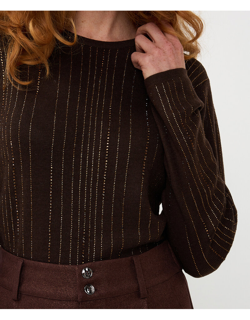SWEATER BROWN w/CRYSTAL ACCENTS