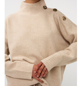 SWEATER w/SHOULDER BUTTONS BEIGE