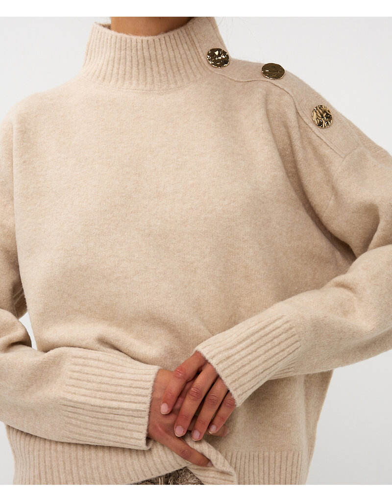 SWEATER w/SHOULDER BUTTONS BEIGE