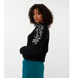 BLACK SWEATER w/SHOULDER SEQUENCE