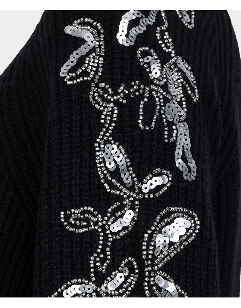 BLACK SWEATER w/SHOULDER SEQUENCE