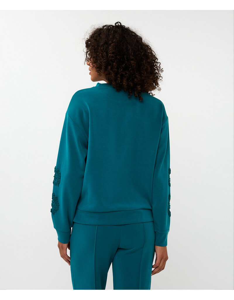 TEAL MODAL SWEATSHIRT w/EMBROIDERY