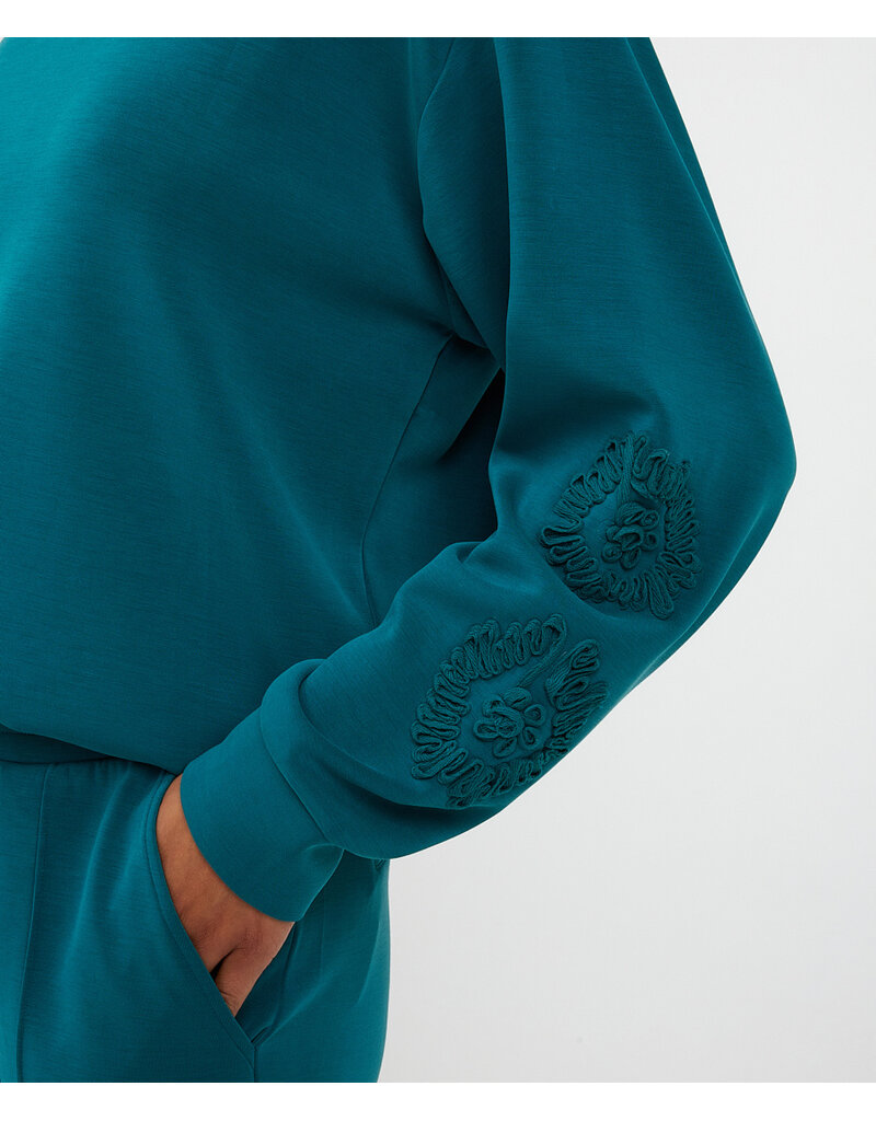 TEAL MODAL SWEATSHIRT w/EMBROIDERY