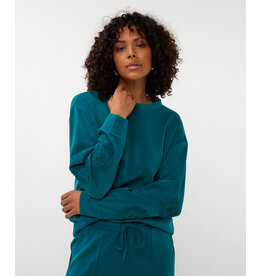TEAL MODAL SWEATSHIRT w/EMBROIDERY