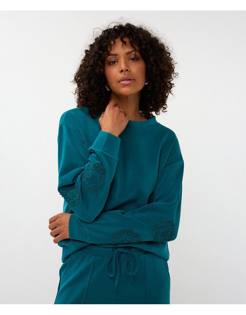 TEAL MODAL SWEATSHIRT w/EMBROIDERY
