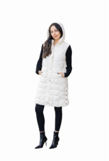 LONG PUFFER VEST w/REMOVABLE HOOD