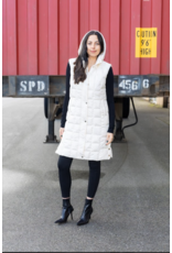 LONG PUFFER VEST w/REMOVABLE HOOD