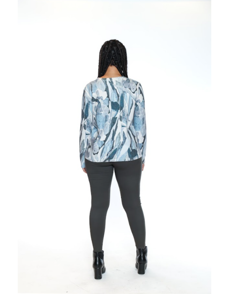 PRINTED BLUE ABSTRACT  SWEATER