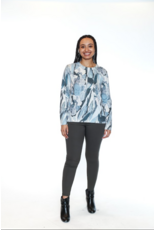 PRINTED BLUE ABSTRACT  SWEATER