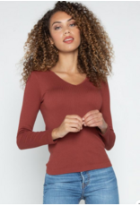 C'EST MOI V NECK NECK RIB SEAMLESS TOP - ONE SIZE