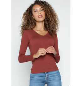 C'EST MOI V NECK NECK RIB SEAMLESS TOP - ONE SIZE