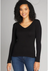 C'EST MOI V NECK NECK RIB SEAMLESS TOP - ONE SIZE