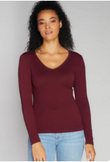 C'EST MOI V NECK NECK RIB SEAMLESS TOP - ONE SIZE