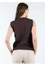 C'EST MOI BUTTON DOWN CABLE KNIT VEST COFFEE