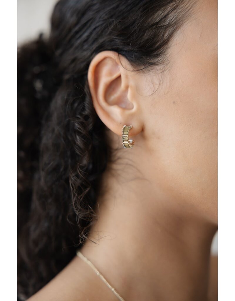 GLEE CHARA HOOP EARRINGS - GOLD/GREEN