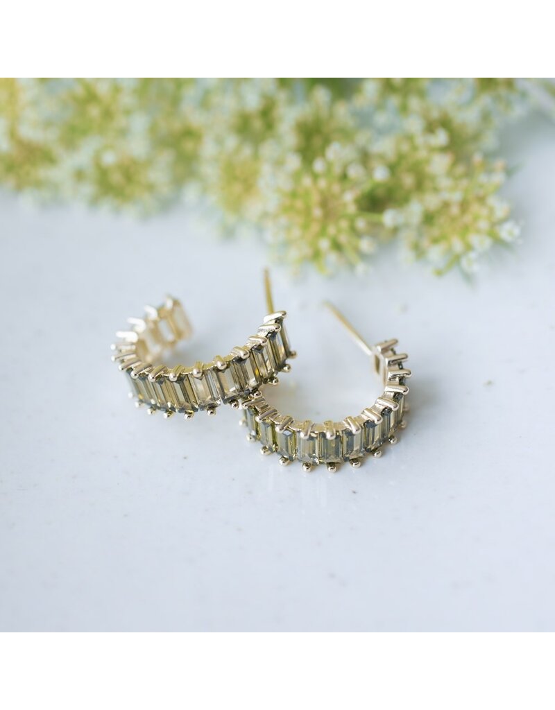 GLEE CHARA HOOP EARRINGS - GOLD/GREEN