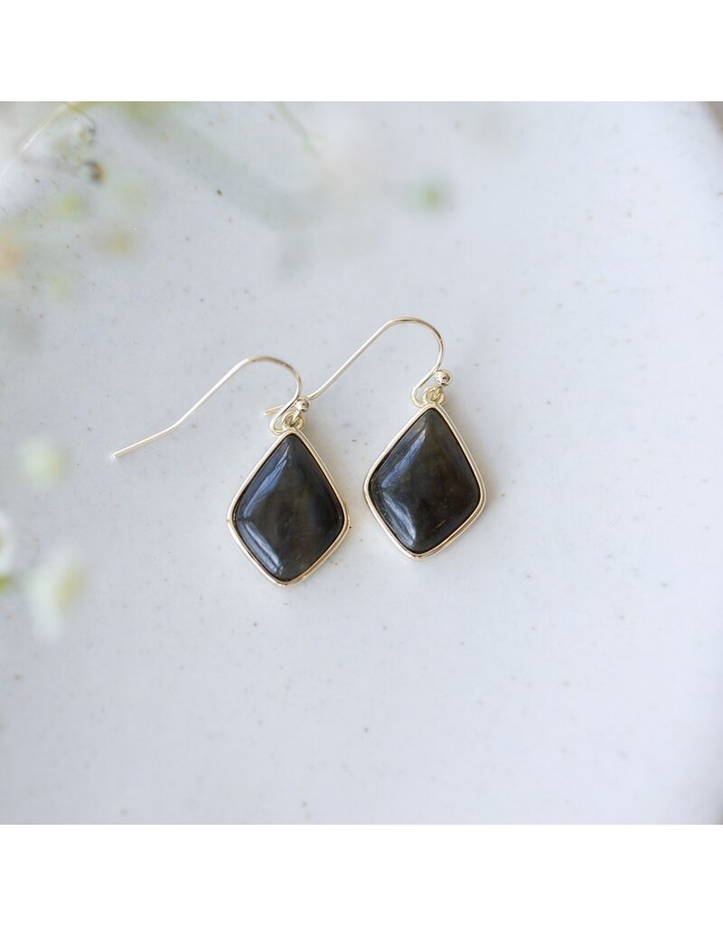 GLEE EVORA  EARRINGS - GOLD/LABRADORITE