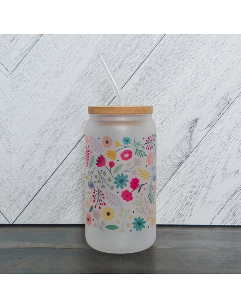 FROSTED GLASS JAR w/BAMBOO LID