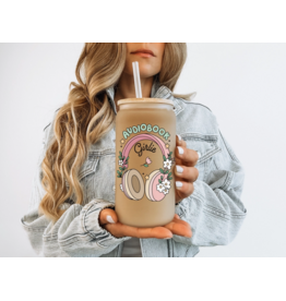 FROSTED GLASS JAR w/BAMBOO LID