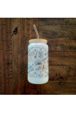 FROSTED GLASS JAR w/BAMBOO LID