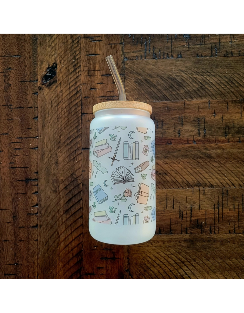 FROSTED GLASS JAR w/BAMBOO LID