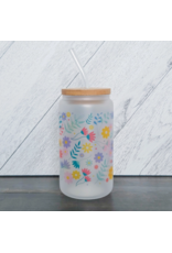 FROSTED GLASS JAR w/BAMBOO LID