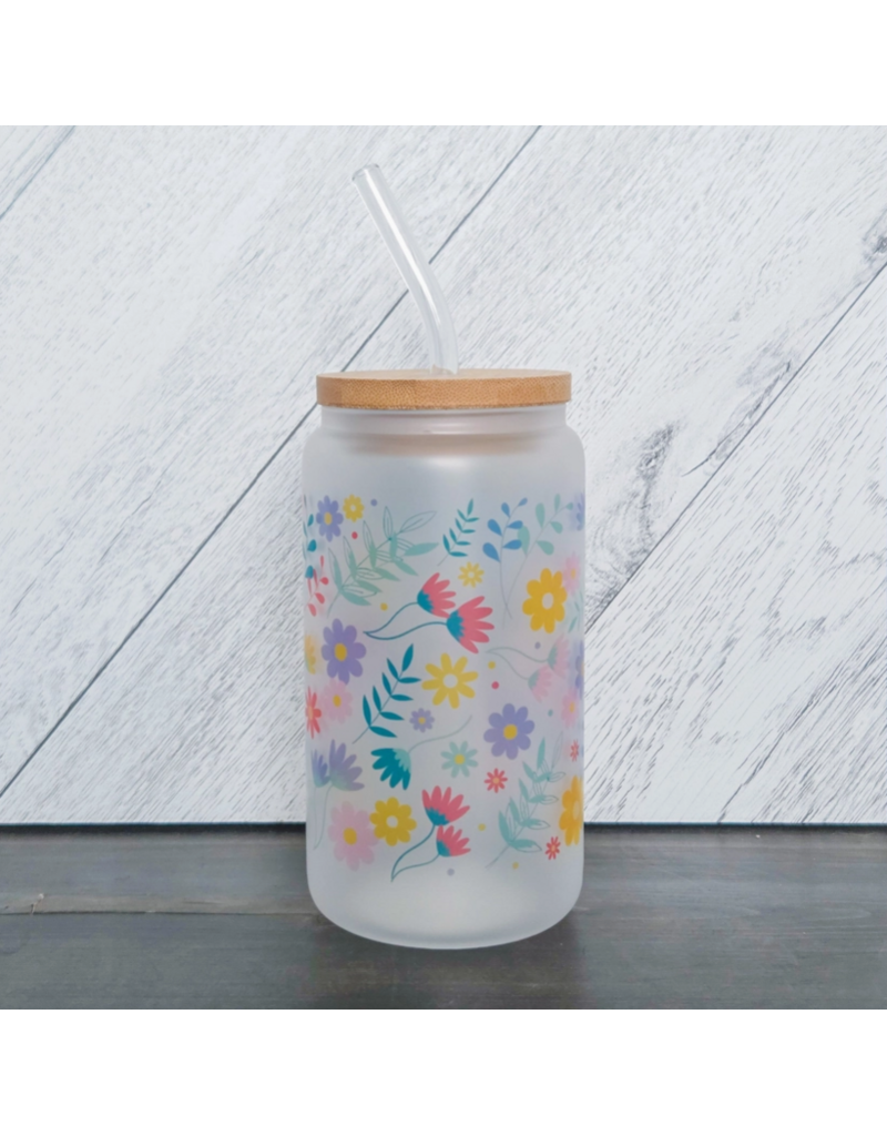 FROSTED GLASS JAR w/BAMBOO LID