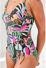 TRIBAL FLATTEN IT WRAP FRONT SWIMSUIT