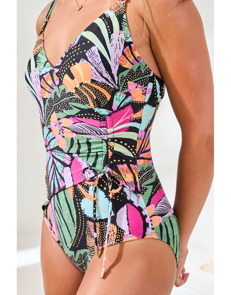 TRIBAL FLATTEN IT WRAP FRONT SWIMSUIT