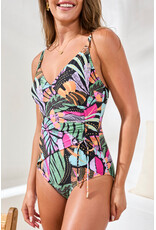 TRIBAL FLATTEN IT WRAP FRONT SWIMSUIT