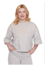 COTTON CREWNECK WITH 3/4 SLEEVE BEIGE