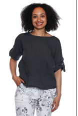 LINEN TOP W. ROLL UP SLEEVE