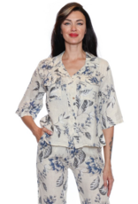LINEN FLORAL BUTTON BLOUSE