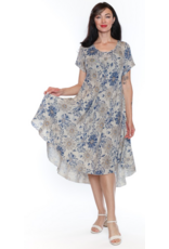 LINEN FLORAL BIAS CUT DRESS