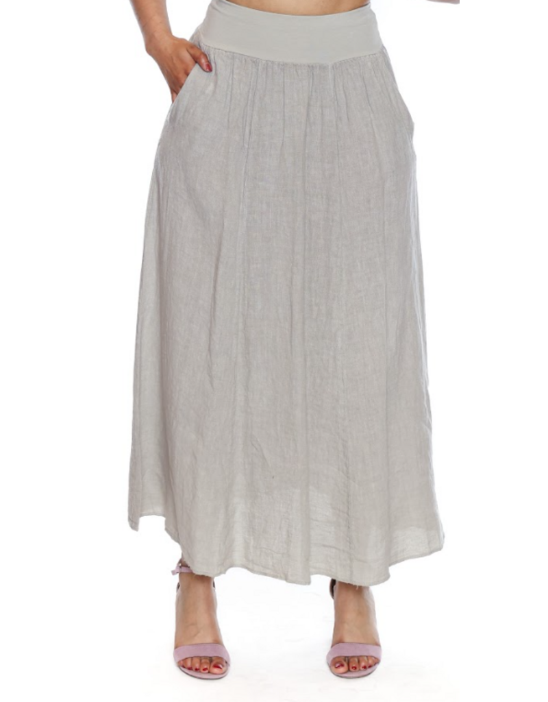 LINEN SKIRT W. ELASTIC WAIST