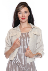 LINEN CROPPED BUTTON UP