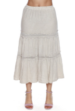 LINEN TIERED SKIRT W. LACE DETAIL