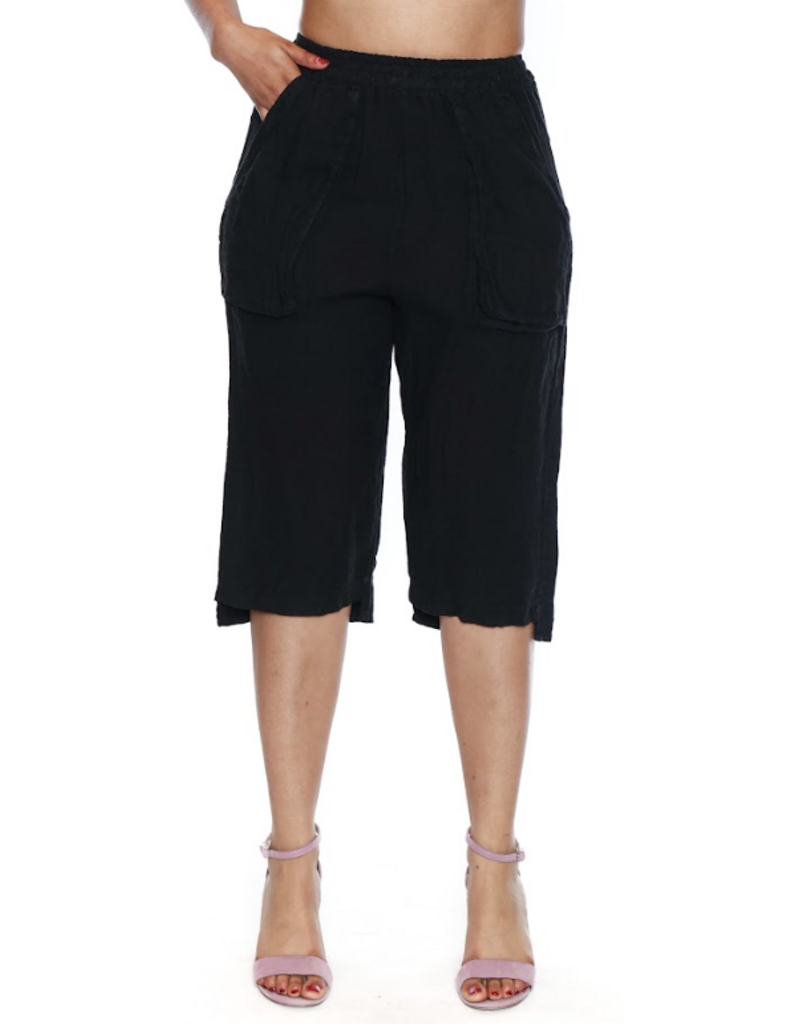 LINEN CAPRI W. ELASTIC WAIST
