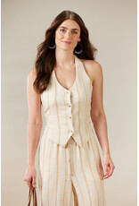 TRIBAL BUTTON FRONT HALTER TOP - DRIFTWOOD