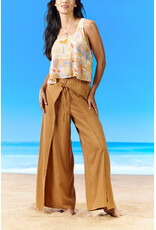 TRIBAL TIE FRONT WRAP PANT - SANDCASTLE