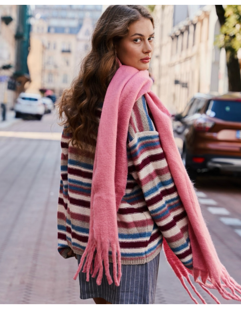 24COLOURS STRIPED BUTTON FRONT CARDIGAN