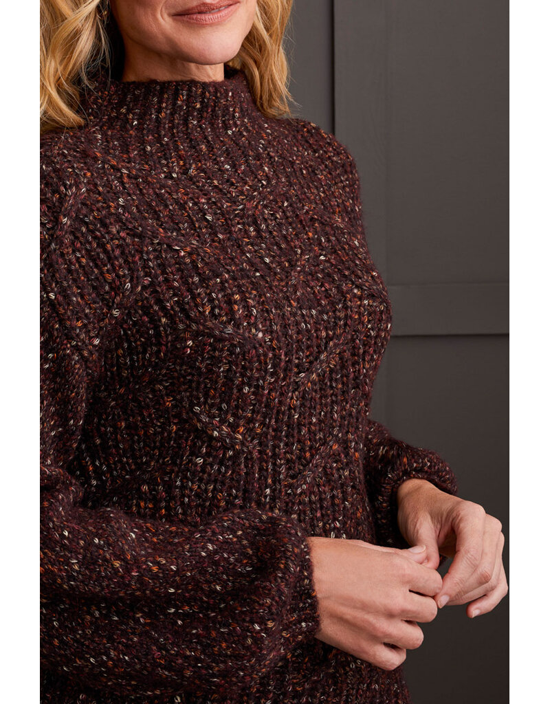 TRIBAL FUNNEL NECK OVERSIZE SWEATER