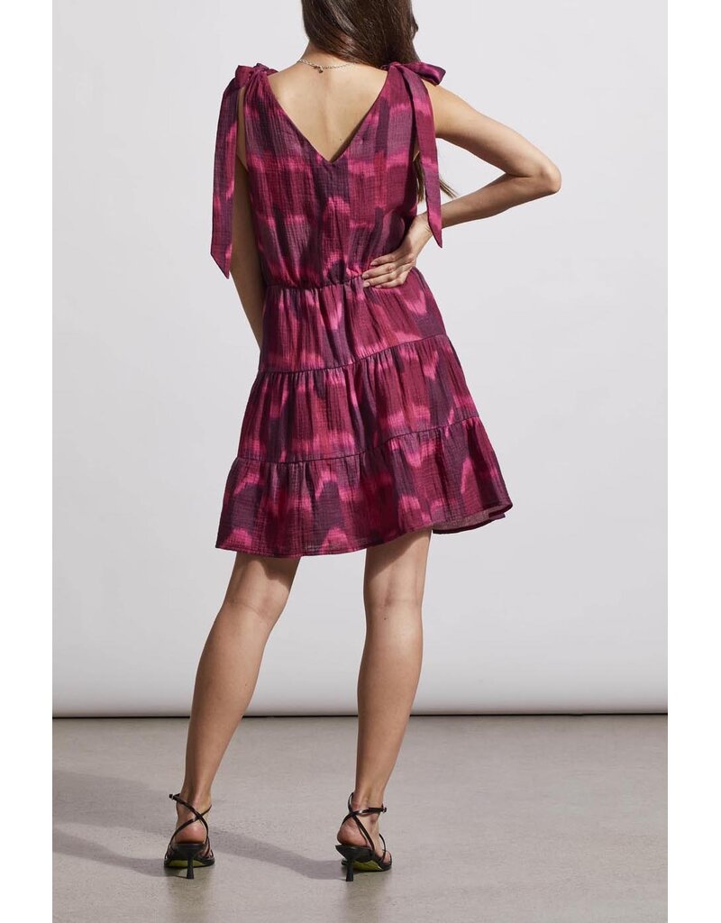 TRIBAL TIERED SHORT DRESS W/ BOW DETAIL