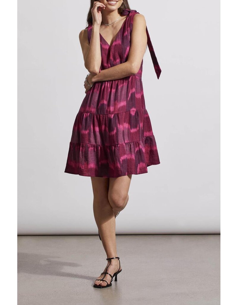 TRIBAL TIERED SHORT DRESS W/ BOW DETAIL