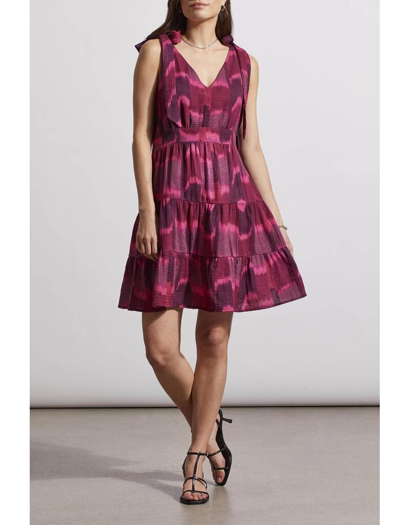 TRIBAL TIERED SHORT DRESS W/ BOW DETAIL