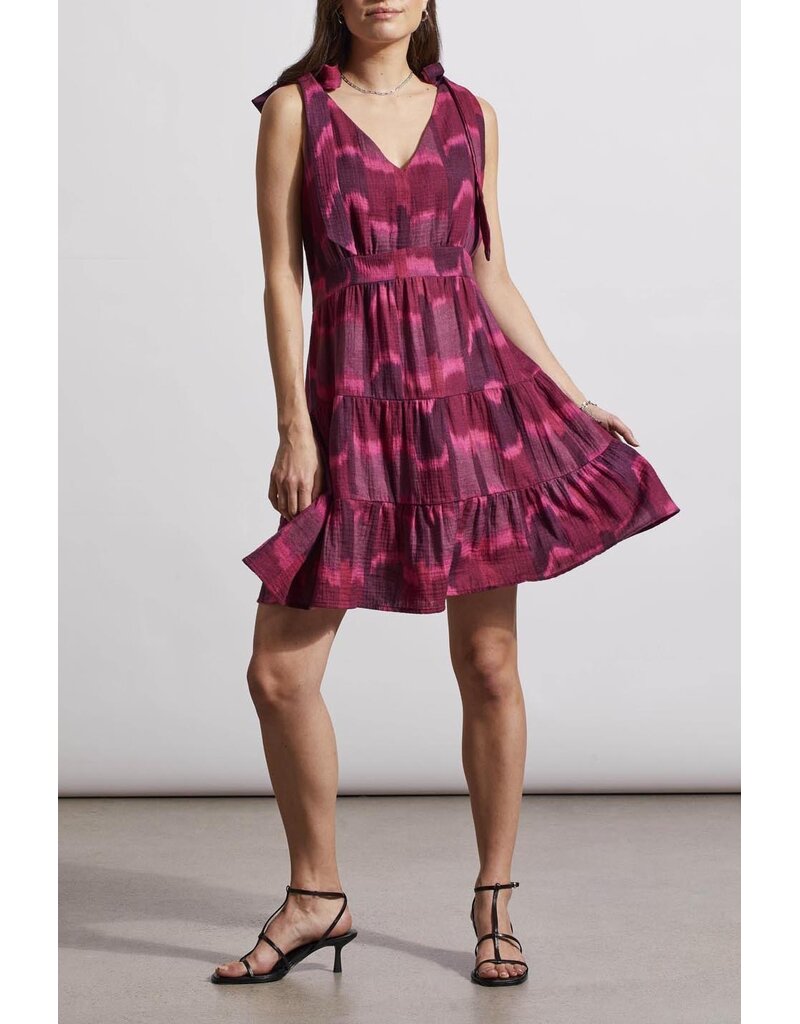 TRIBAL TIERED SHORT DRESS W/ BOW DETAIL