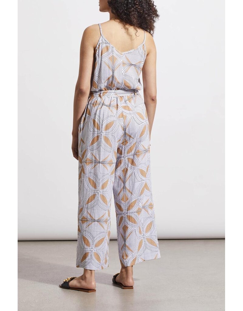 TRIBAL BUTTON FRONT JUMPSUIT WITH BELT