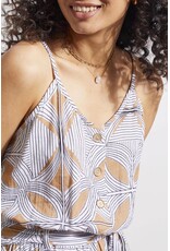 TRIBAL BUTTON FRONT JUMPSUIT WITH BELT